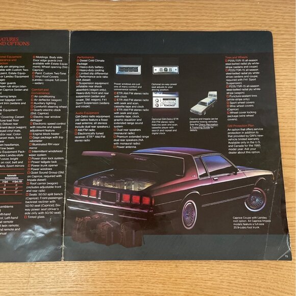 Vintage 1985 Chevrolet Caprice Classic Impala Sales Brochure Chevy Car Catalog - Picture 6 of 6